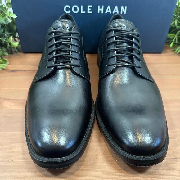 Cole Haan Men's Modern Essentials Black Leather Plain Toe Oxfords Size 9.5 - Picture 4 of 8